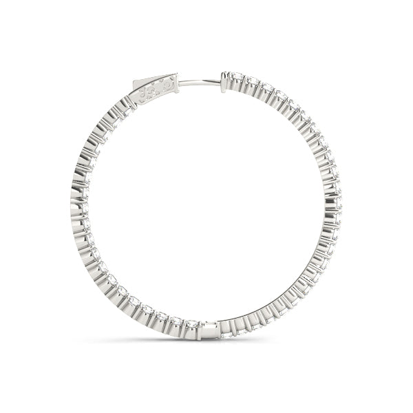 Inside Out Diamond Hoop Earrings .75 Inch F VS #41018 - Image 4