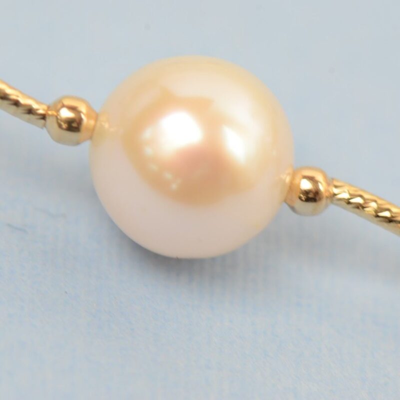 14k Gold Natural White Pearls Necklace Bracelet Earrings 3pcs Women Set