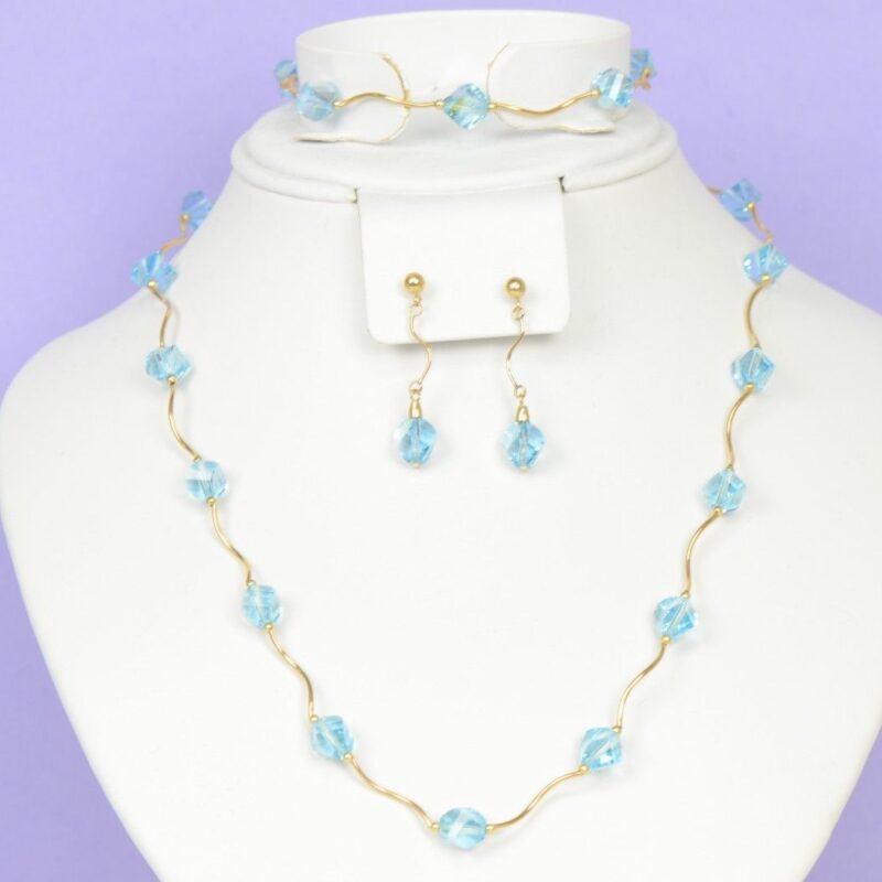 14k Gold Genuine Swarovski Crystal Element Beaded 3pcs Set