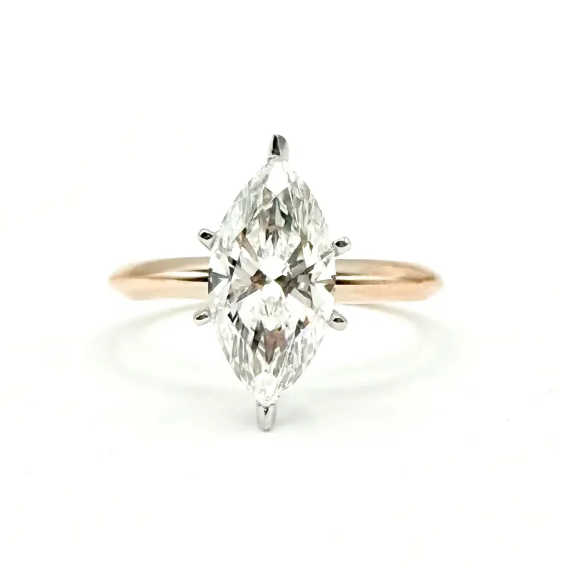 2 1/5 ct tw Marquise Lab Diamond Ring – 14K White & Rose Gold