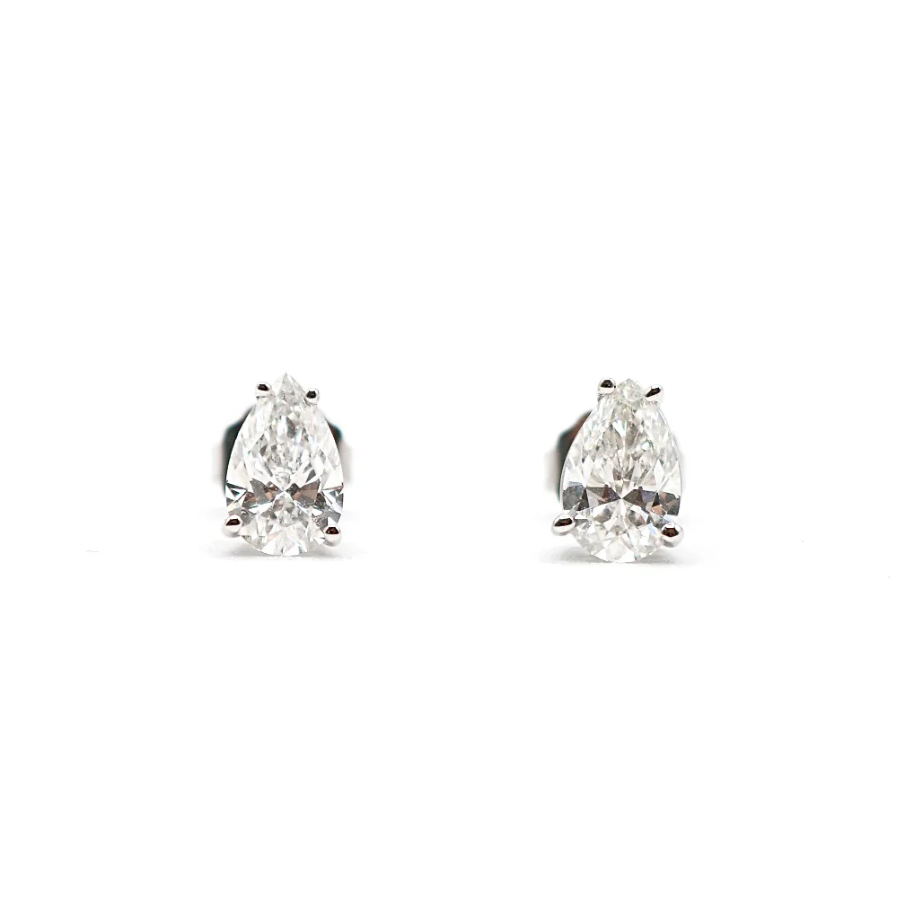 14K White Gold Pear-Shaped Lab Diamond Stud Earrings – 1.47 ct tw - Image 2