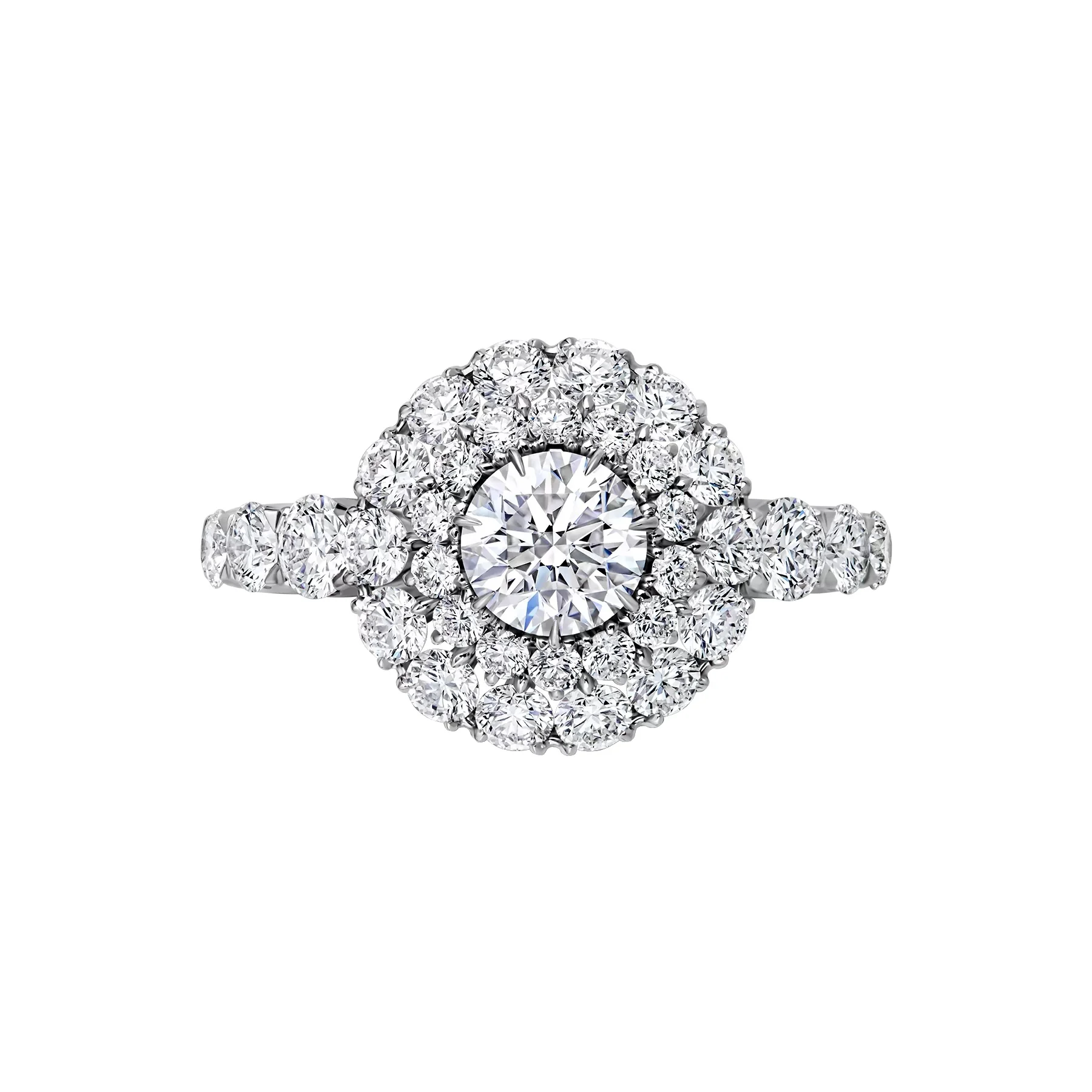 14K White Gold Double Halo Ring – 2.20 CT Lab-Created Round Diamonds - Image 3