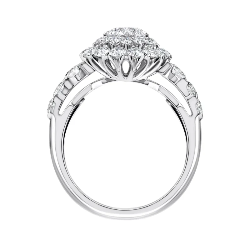 14K White Gold Double Halo Ring – 2.20 CT Lab-Created Round Diamonds