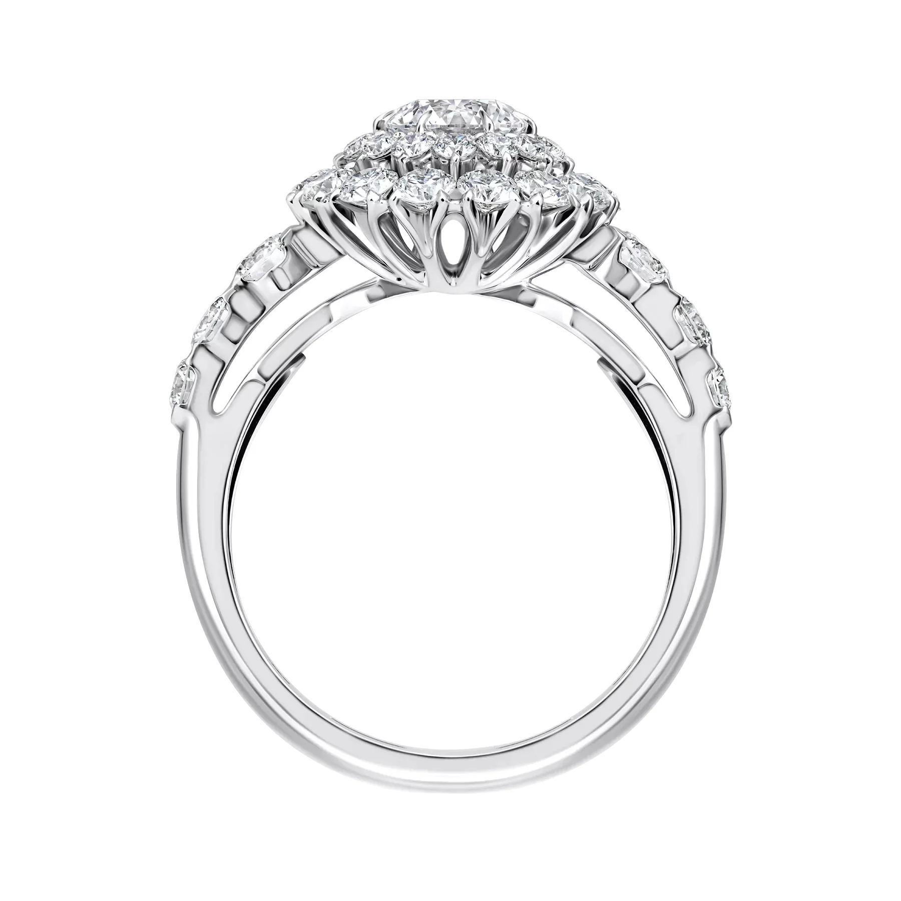 14K White Gold Double Halo Ring – 2.20 CT Lab-Created Round Diamonds - Image 2