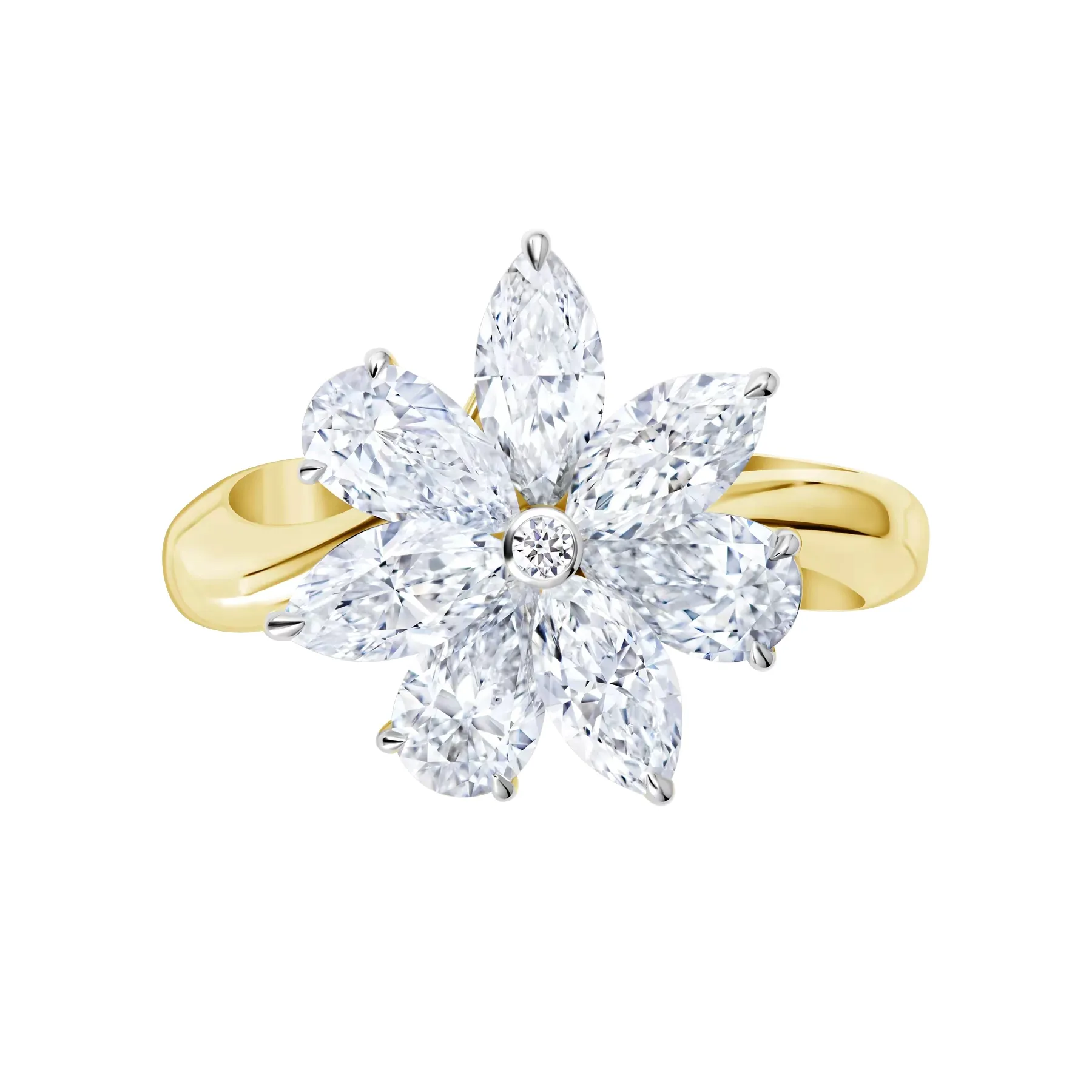Floral Inspired 14K Yellow Gold Ring featuring 2.65 Carat Lab-Created Diamonds. - Image 3