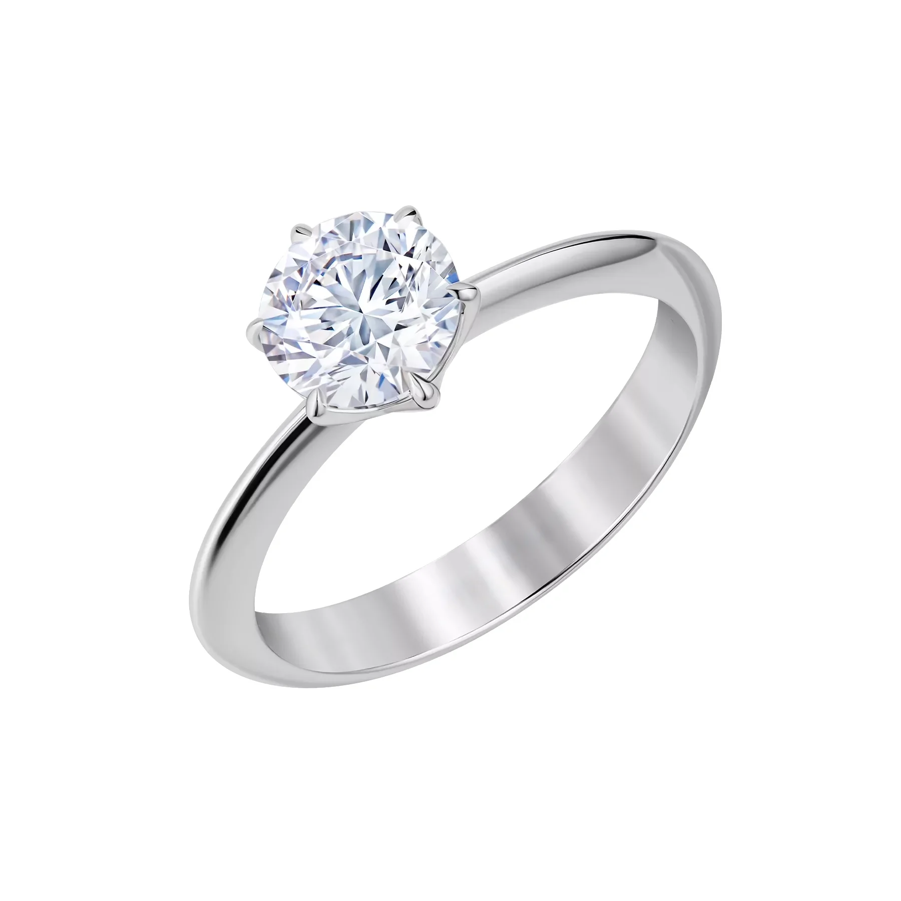 14K White Gold Solitaire Ring – 1 ct tw Lab-Created Round Brilliant Cut Diamond