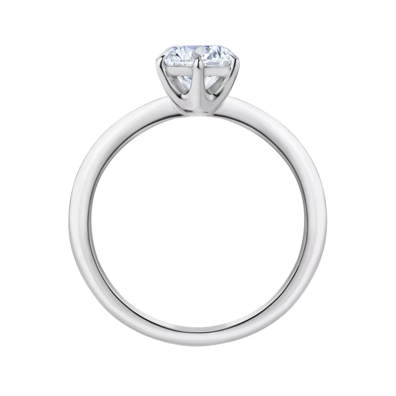 14K White Gold Solitaire Ring – 1 ct tw Lab-Created Round Brilliant Cut Diamond