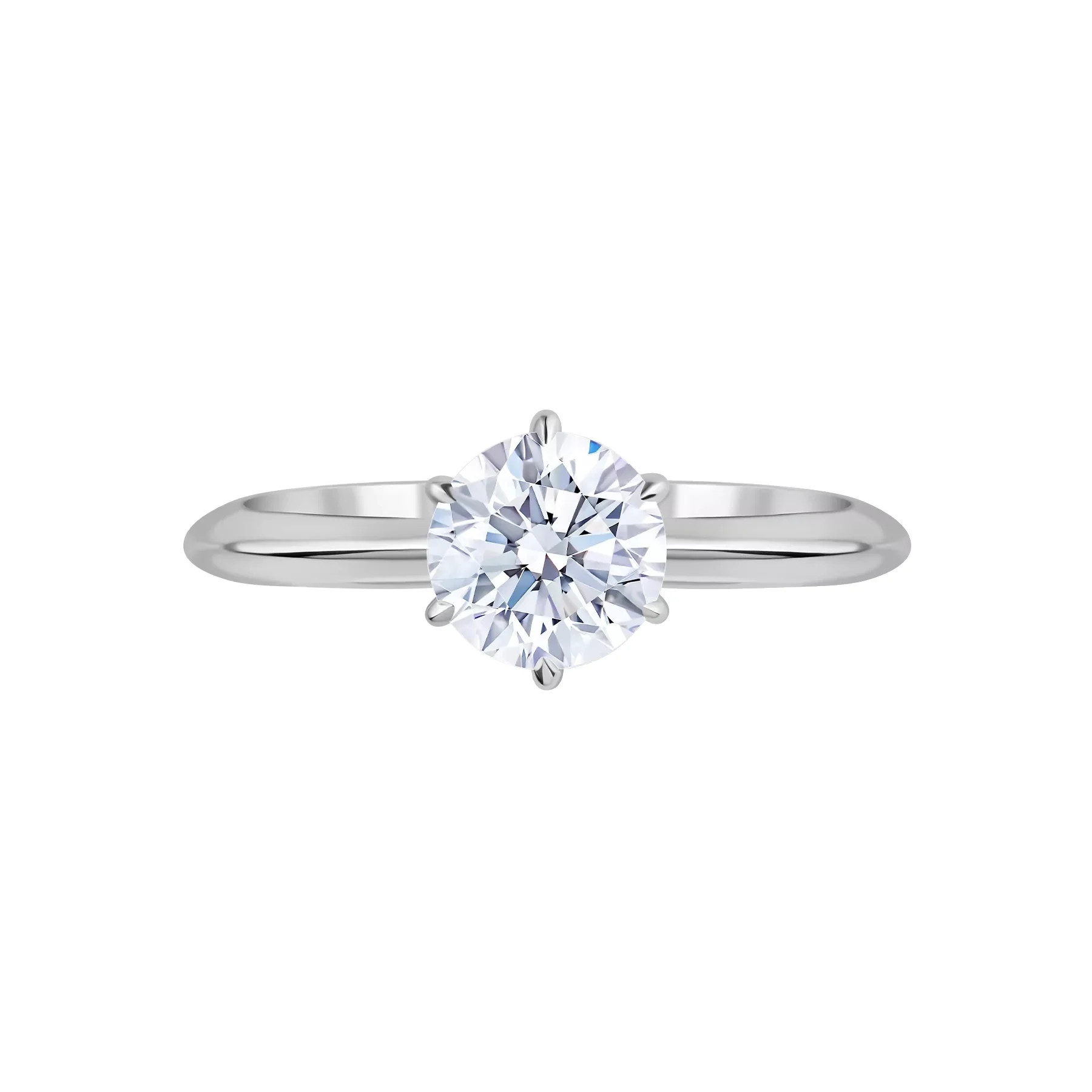 14K White Gold Solitaire Ring – 1 ct tw Lab-Created Round Brilliant Cut Diamond - Image 3
