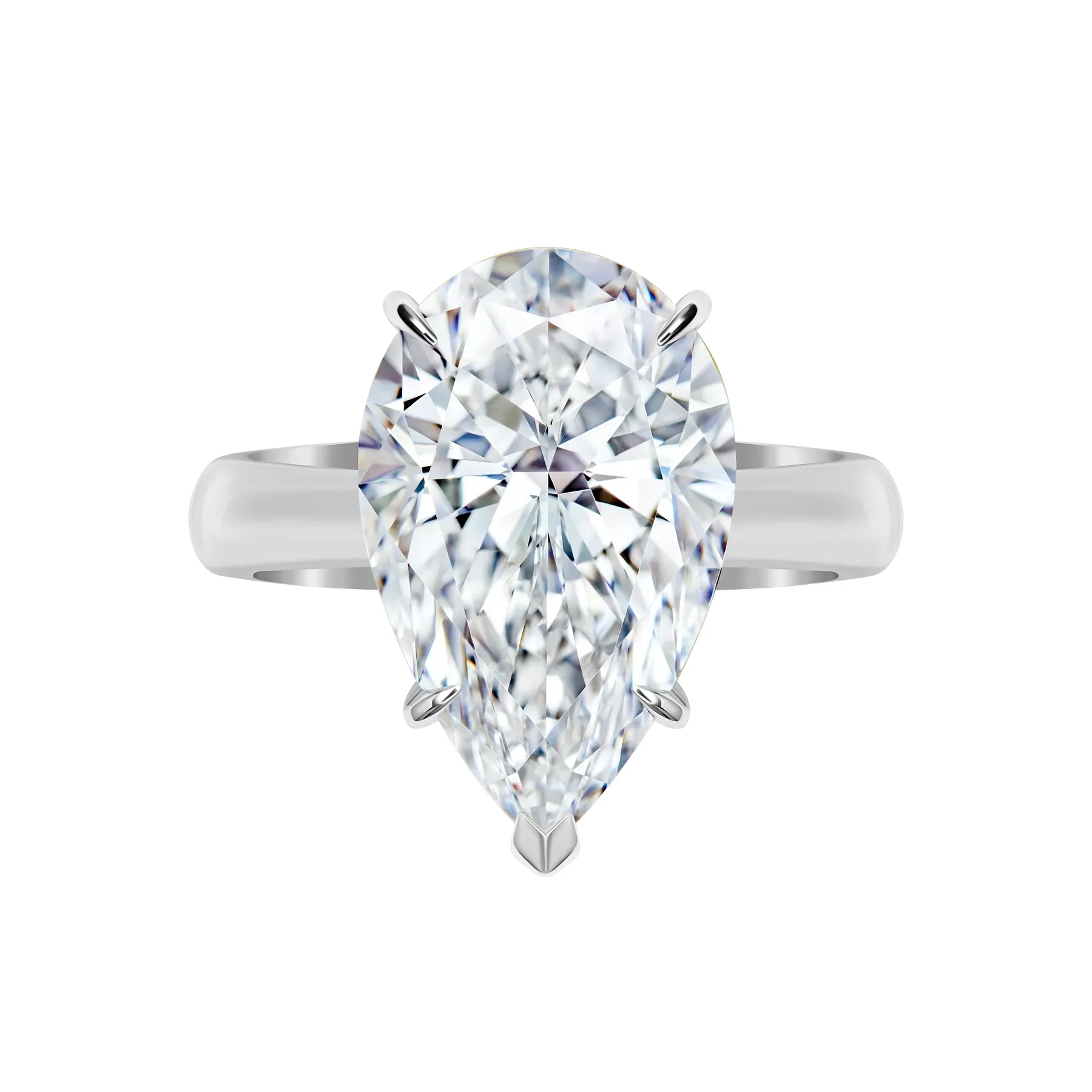 14K White Gold Solitaire Ring – 5.20 ct Lab-Created Pear Cut Diamond - Image 3