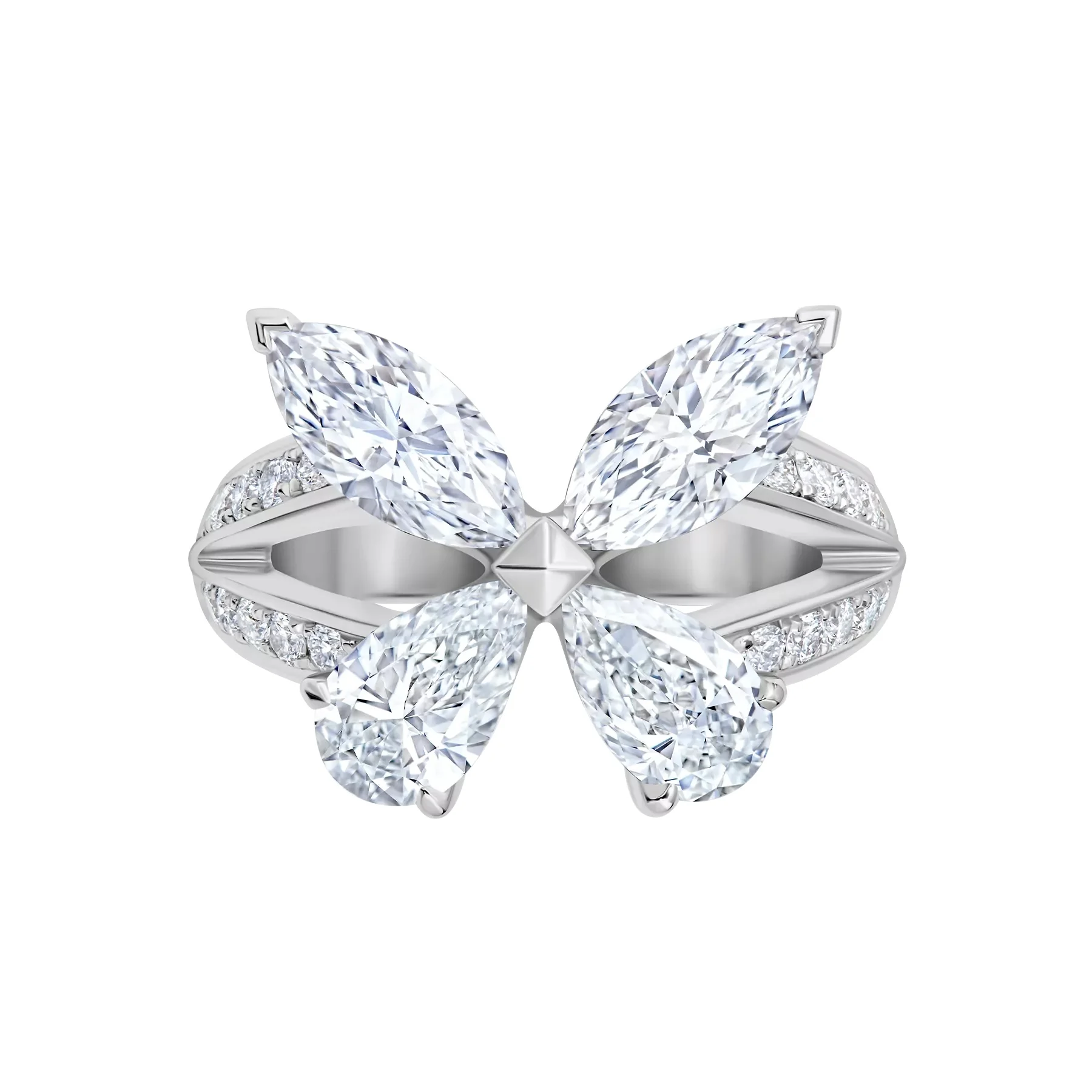14K White Gold Butterfly Design Ring – 3.20 ct tw Lab-Created Diamonds - Image 2