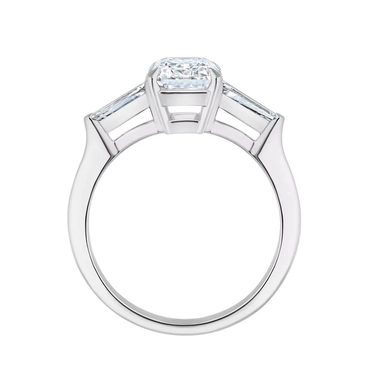 14K White Gold Ring with 2.46 CT Lab-Created Diamonds – Emerald & Tapered Baguette Cut - Image 3