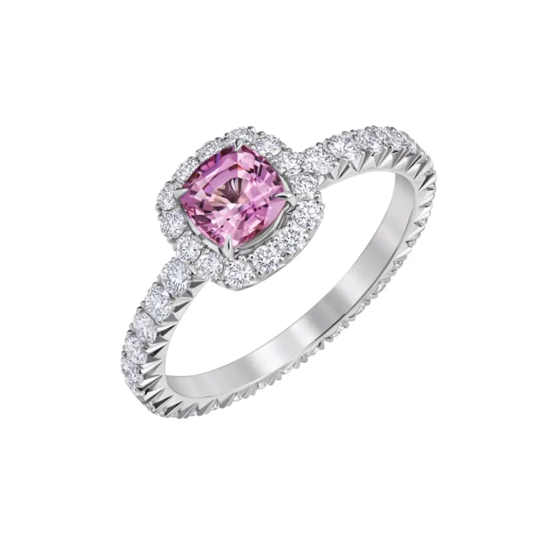 Custom made Ring with 1.48 ct tw Lab-Created Diamond & Pink Center Stone