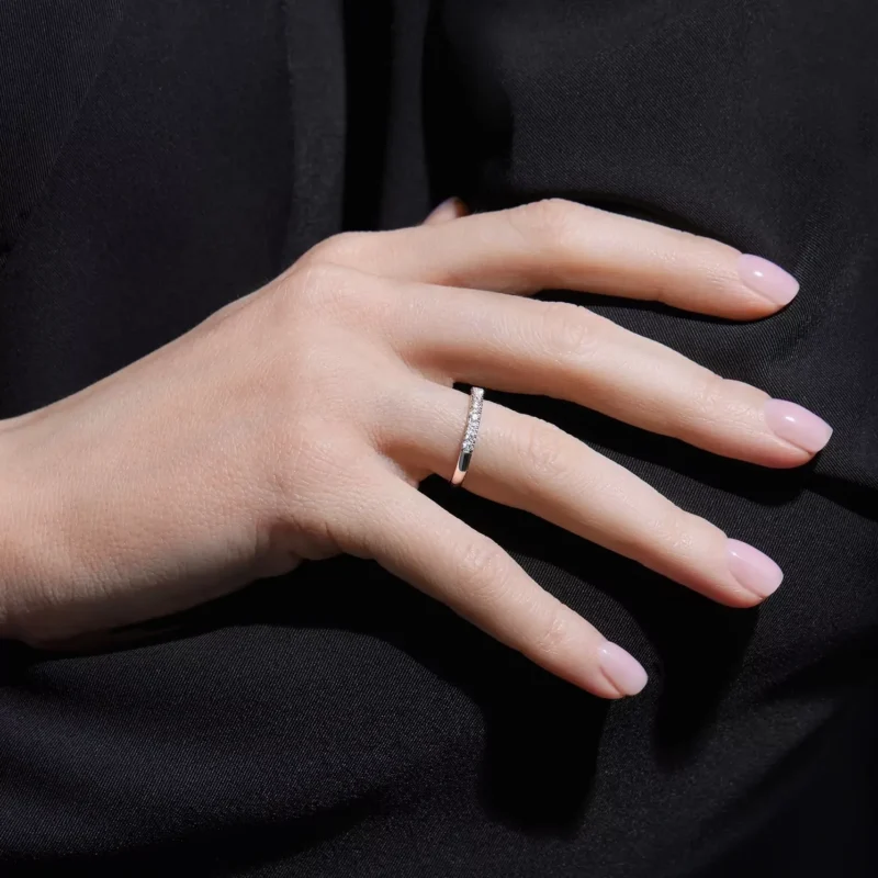 14K White Gold Diamond Band Ring – 0.18 Carat Lab-Grown Diamonds