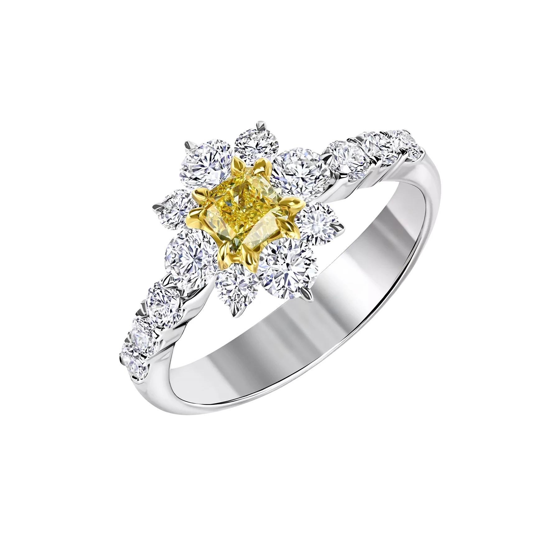 Gold Ring featuring a Central Fancy Yellow Lab-Grown Diamond