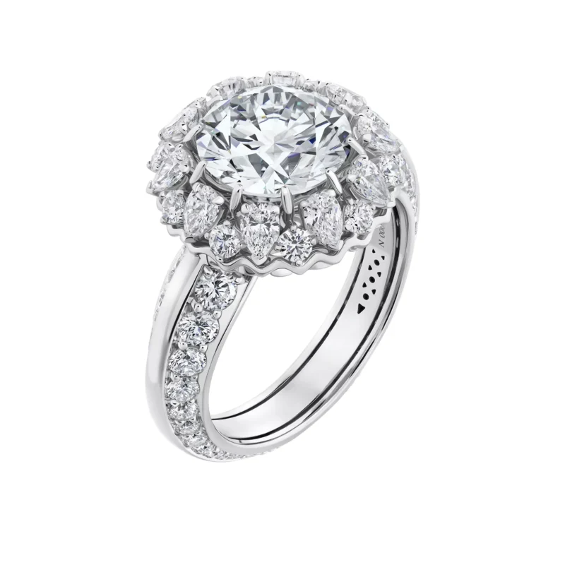 14k White Gold Ring featuring a Central 3.06 ct Lab-Grown Diamond