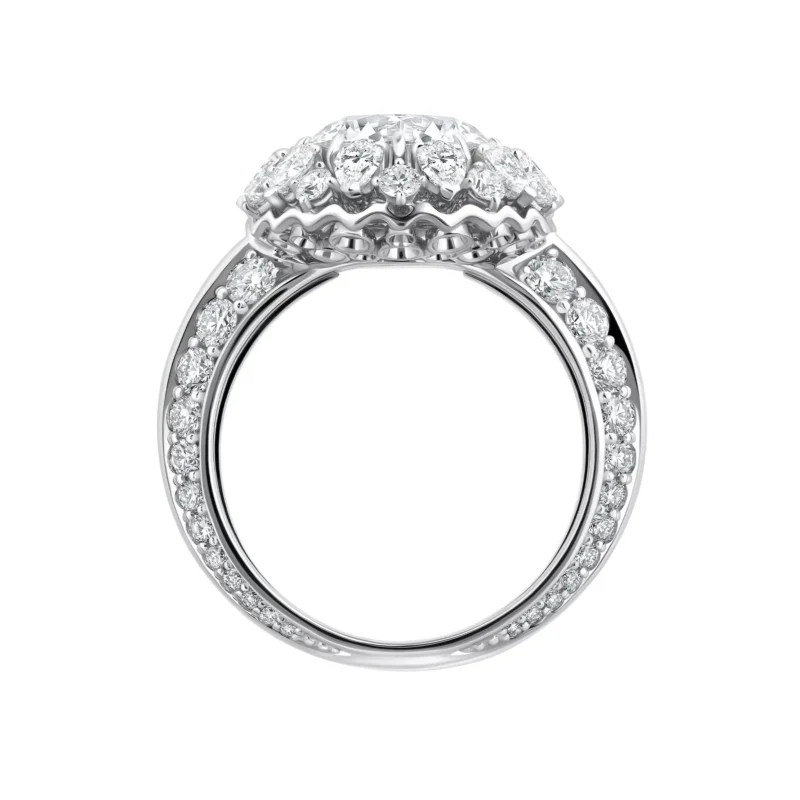 14k White Gold Ring featuring a Central 3.06 ct Lab-Grown Diamond