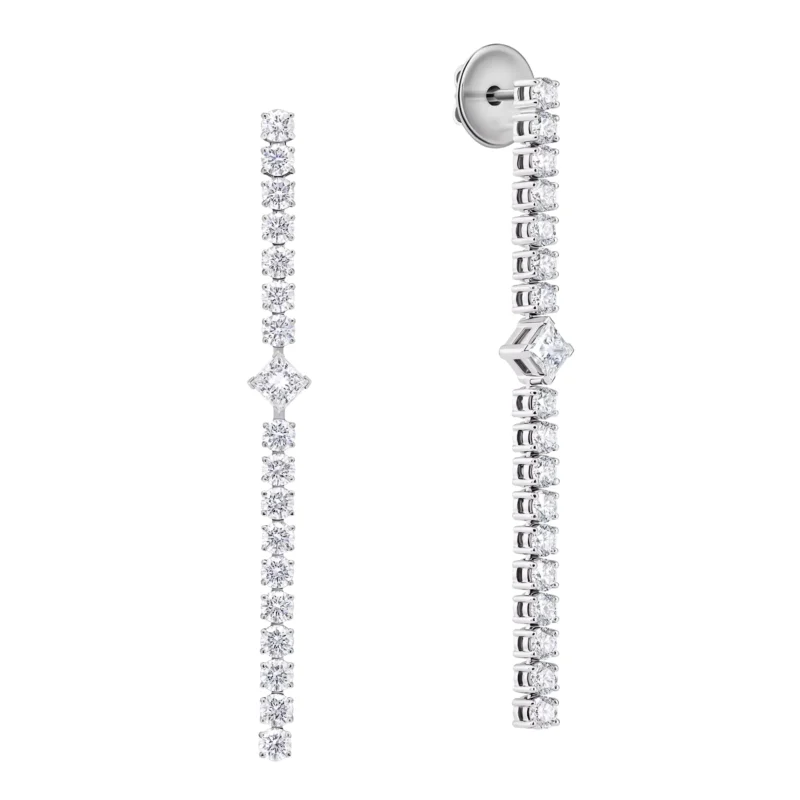 Elegant Long Drop Earrings with Lab-Grown Diamonds