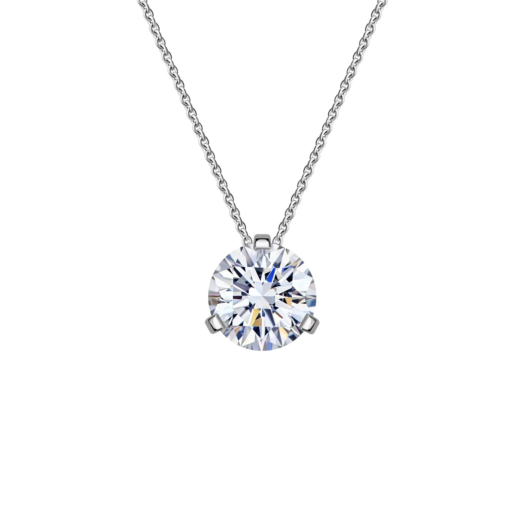 Round Cut Pendant Necklace - 3 ct tw Lab Diamond