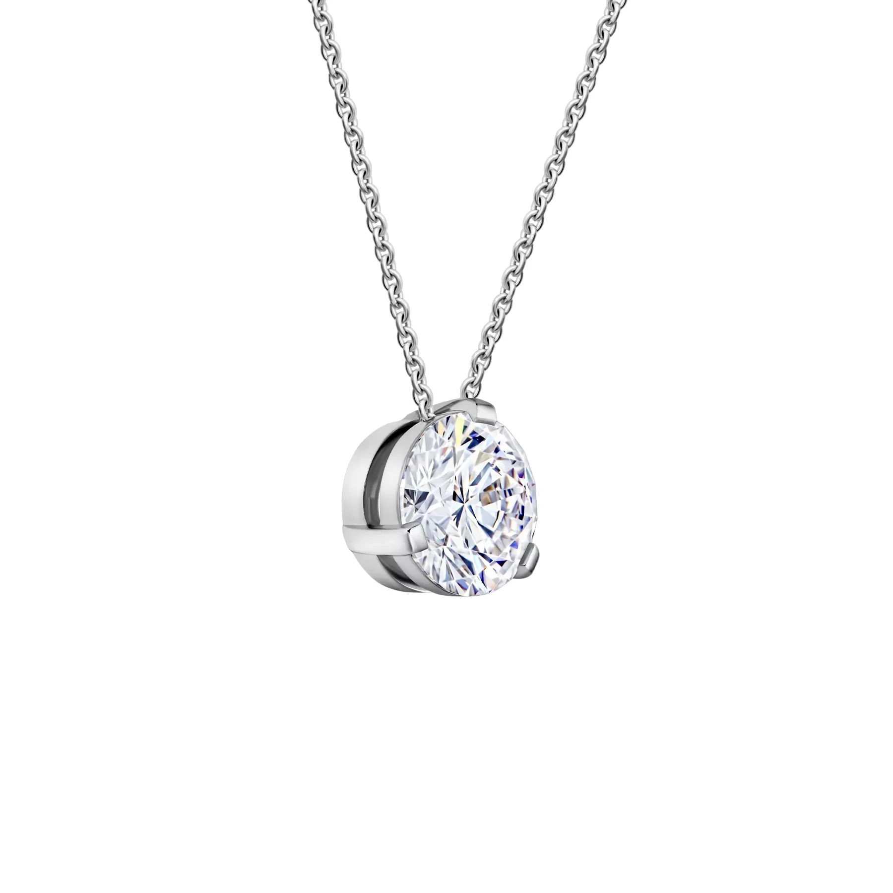 Round Cut Pendant Necklace - 3 ct tw Lab Diamond - Image 3