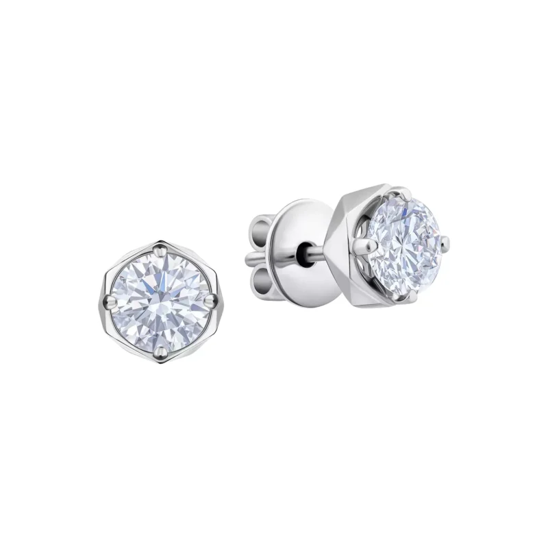 Round Cut Gold Stud Earrings - 2.63 ct Lab Diamonds