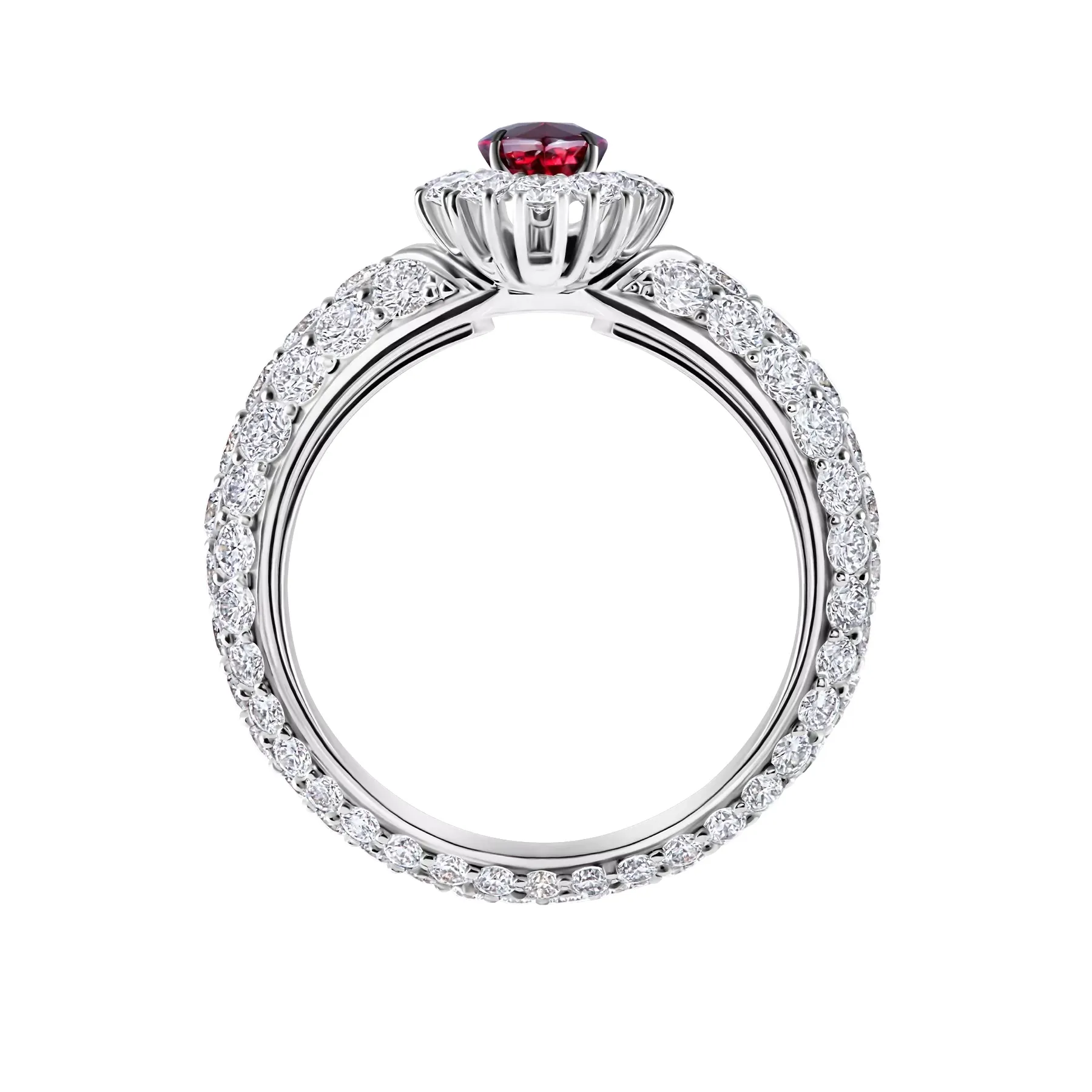 Marquise Cut Halo Ring - 3.29 ct Ruby & Lab Diamonds - Image 3