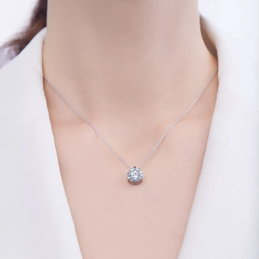 Round Cut Pendant Necklace - 3 ct tw Lab Diamond - Image 2