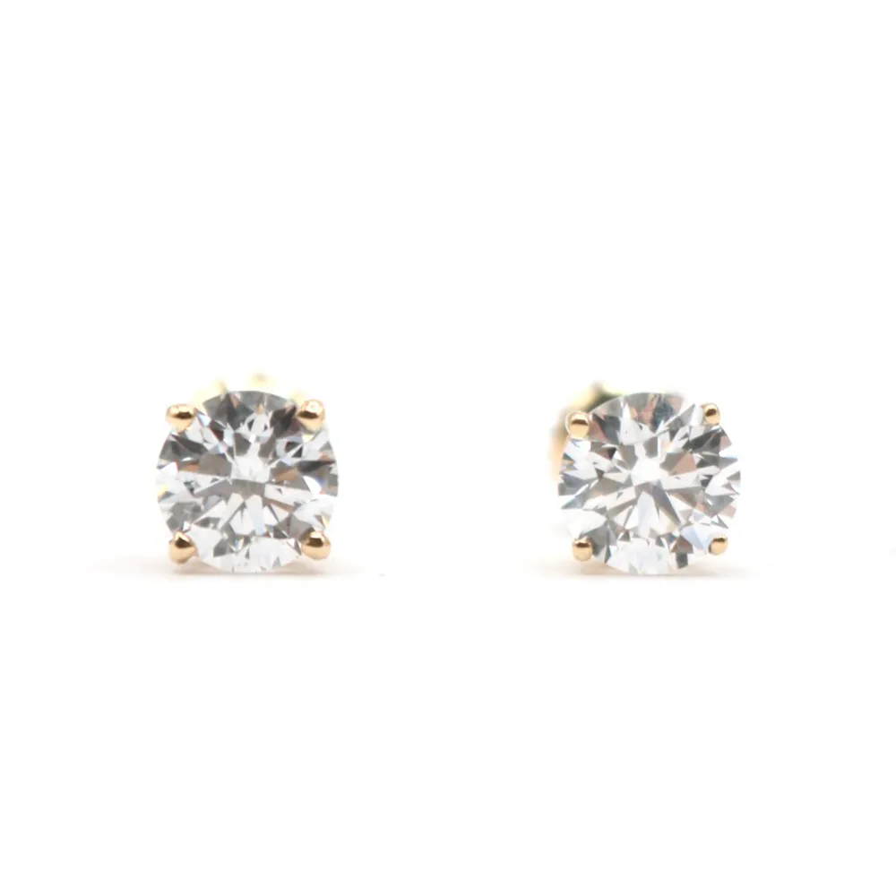 14K Gold Diamond Stud Earrings - 1 ct tw Lab Grown - Image 2