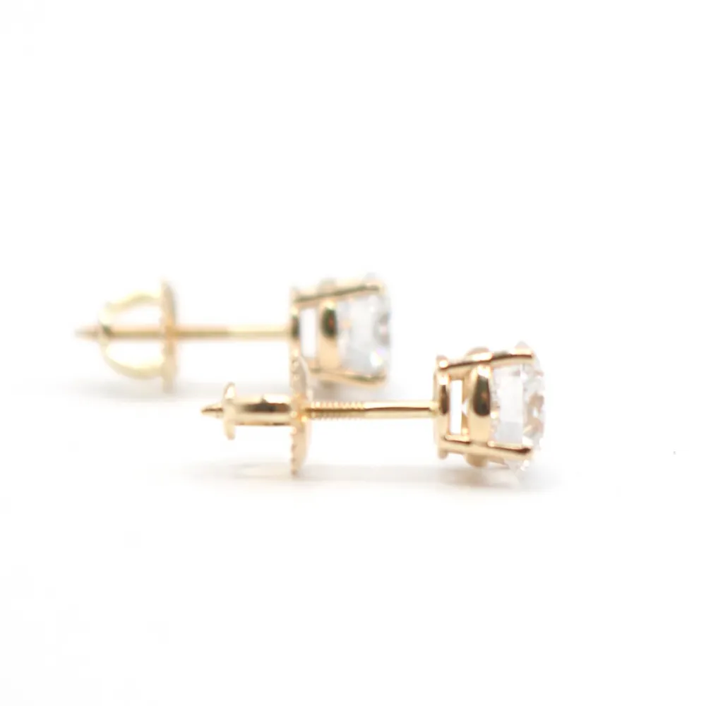 14K Gold Diamond Stud Earrings - 1 ct tw Lab Grown - Image 3