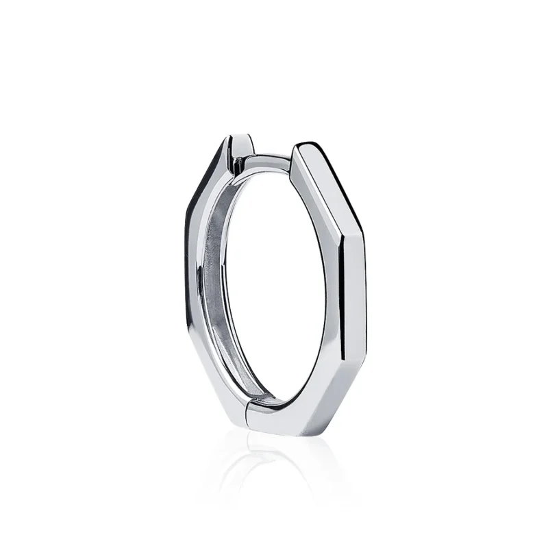 Men’s Platinum Hoop Earring – 950 Platinum, 15.3mm, Free Engraving