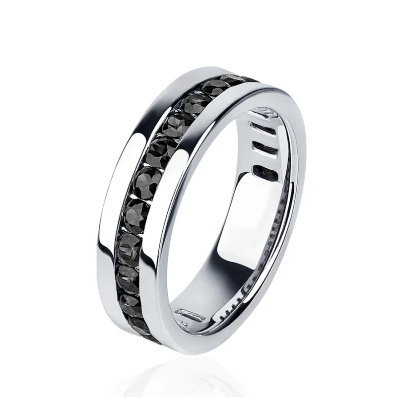 950 Platinum Men’s Band | Black Diamond Ring 0.84ct | 5mm Comfort Fit