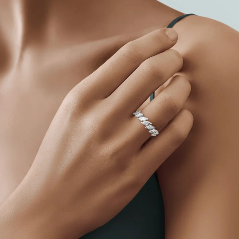 18K White Gold Marquise Lab Diamond Band – 1.65 ct tw