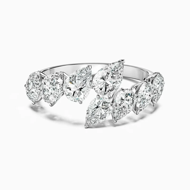 18K White Gold Pear Lab Diamond Band – 1.65 ct tw