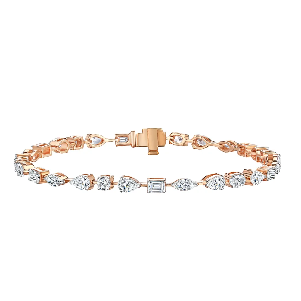 14K Rose Gold Diamond Bracelet – 4.13 ct Mixed Cuts