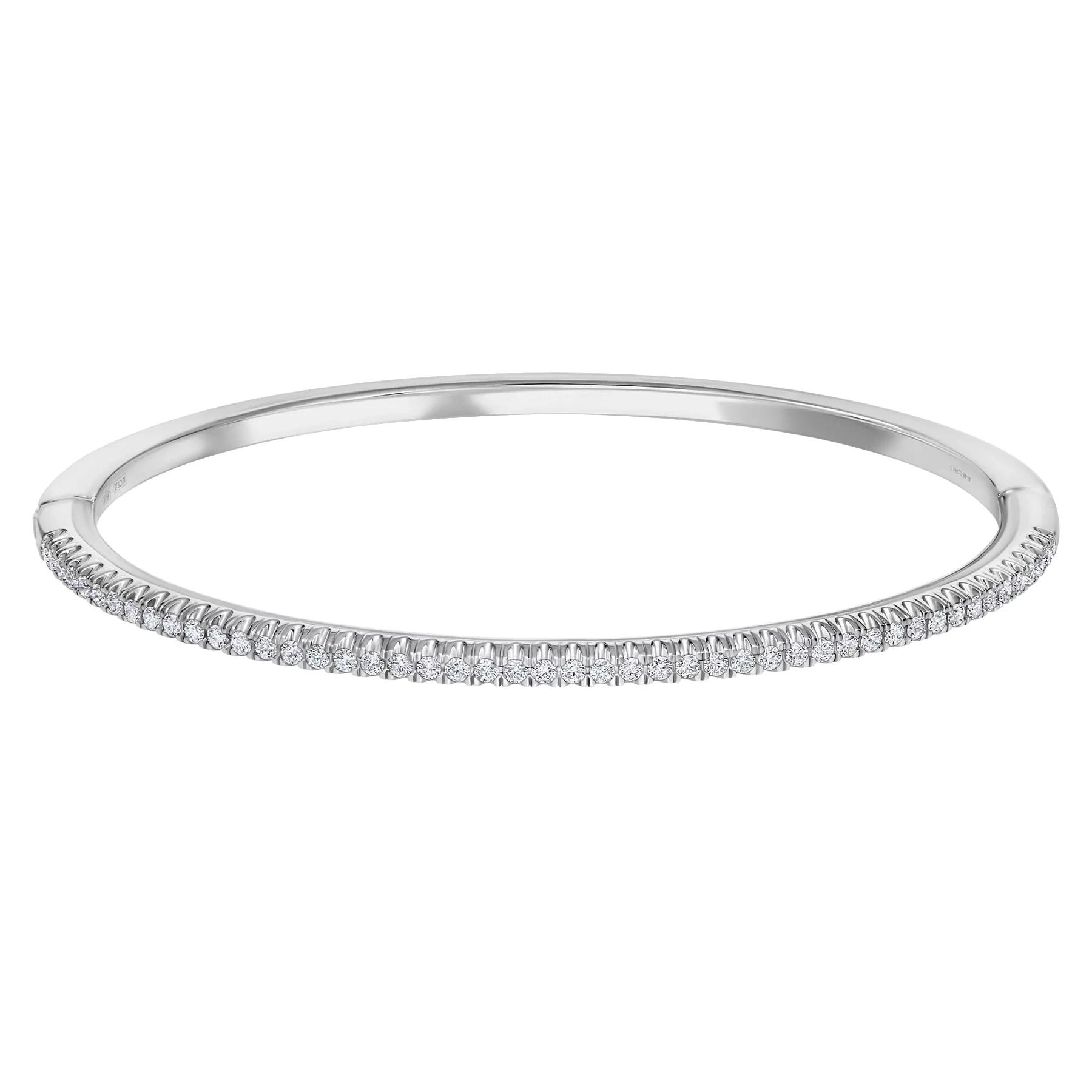 14K White Gold Diamond Bangle Bracelet – 0.62 Carat Round Cut Diamonds