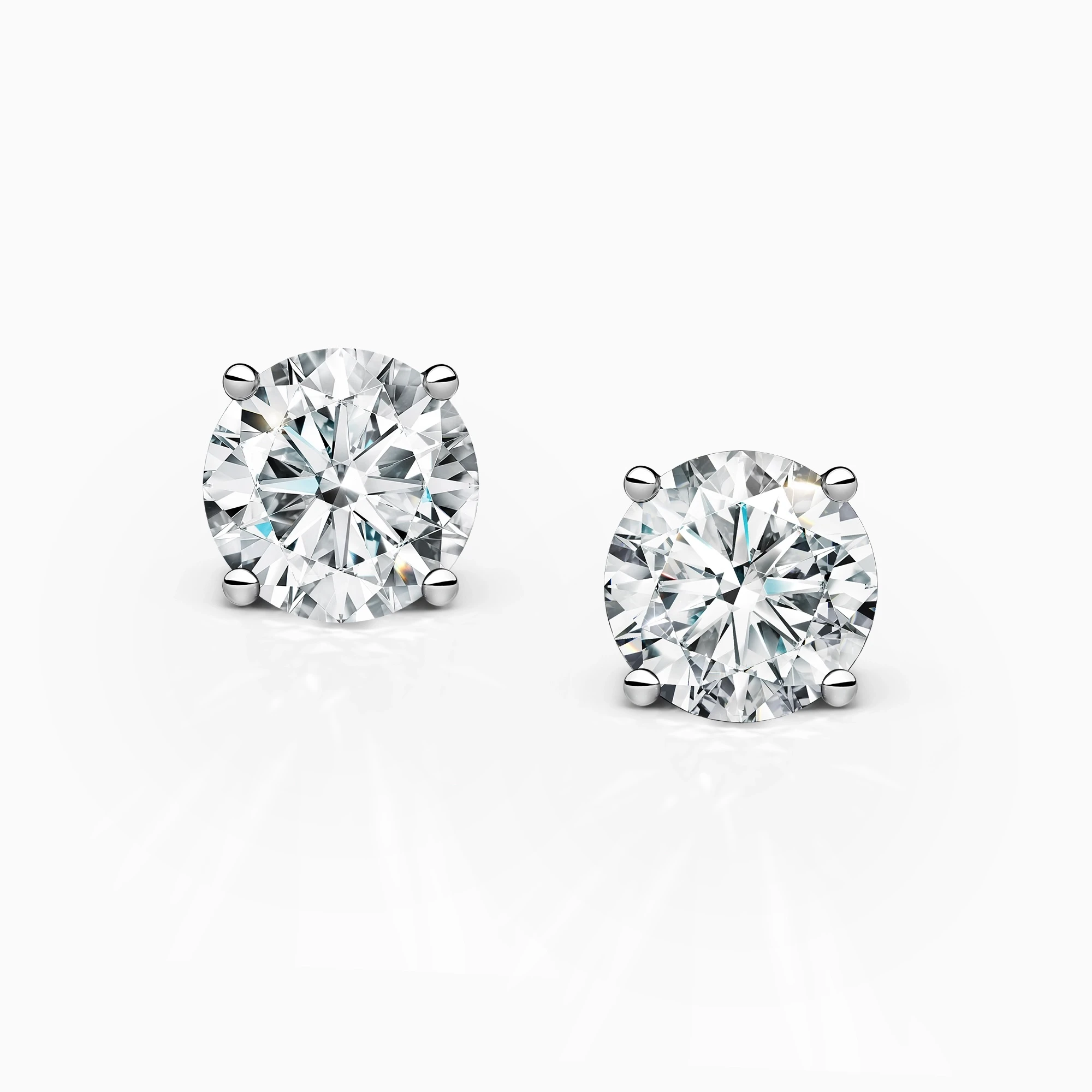 14K Gold Lab Diamond Stud Earrings – 1 Carat Each | Classic Round Brilliant Cut