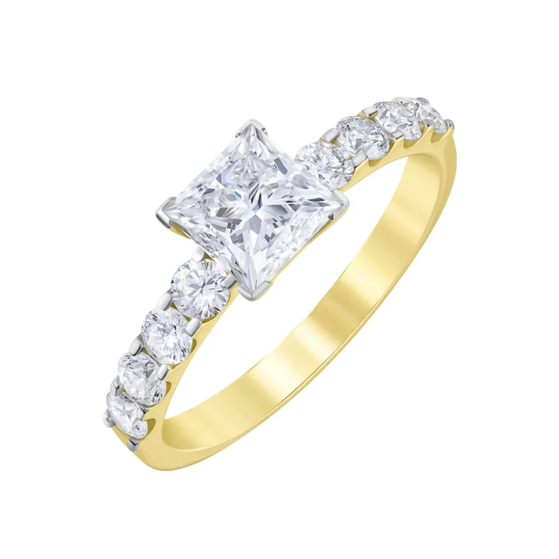 14K Yellow Gold Princess Cut Lab Diamond Engagement Ring – 1.45 ct tw