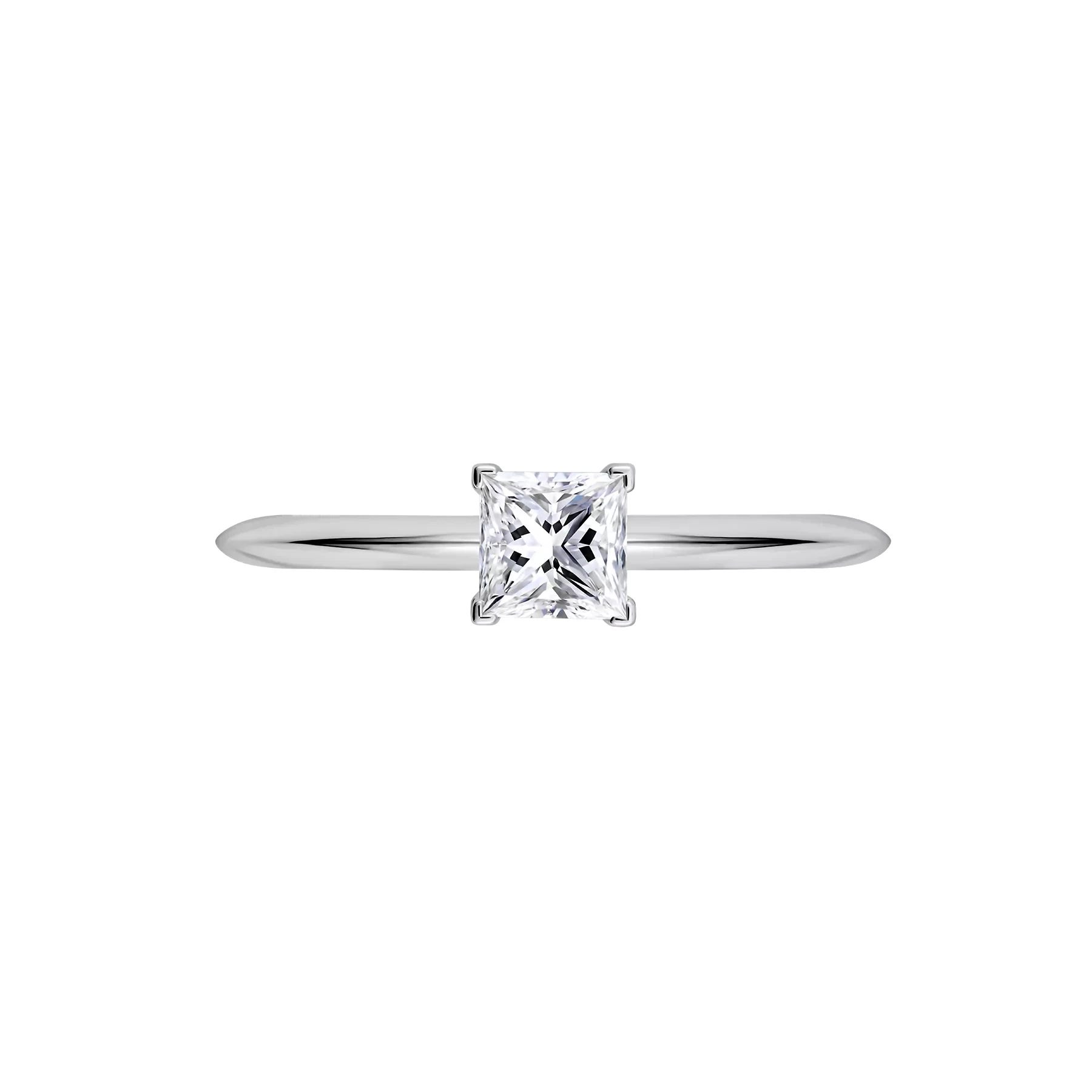 14K White Gold Princess Cut Lab Diamond Solitaire Ring – 0.50 Carat - Image 2