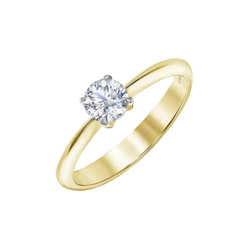 14K Yellow Gold Round Brilliant Diamond Solitaire Ring – 0.51 Carat