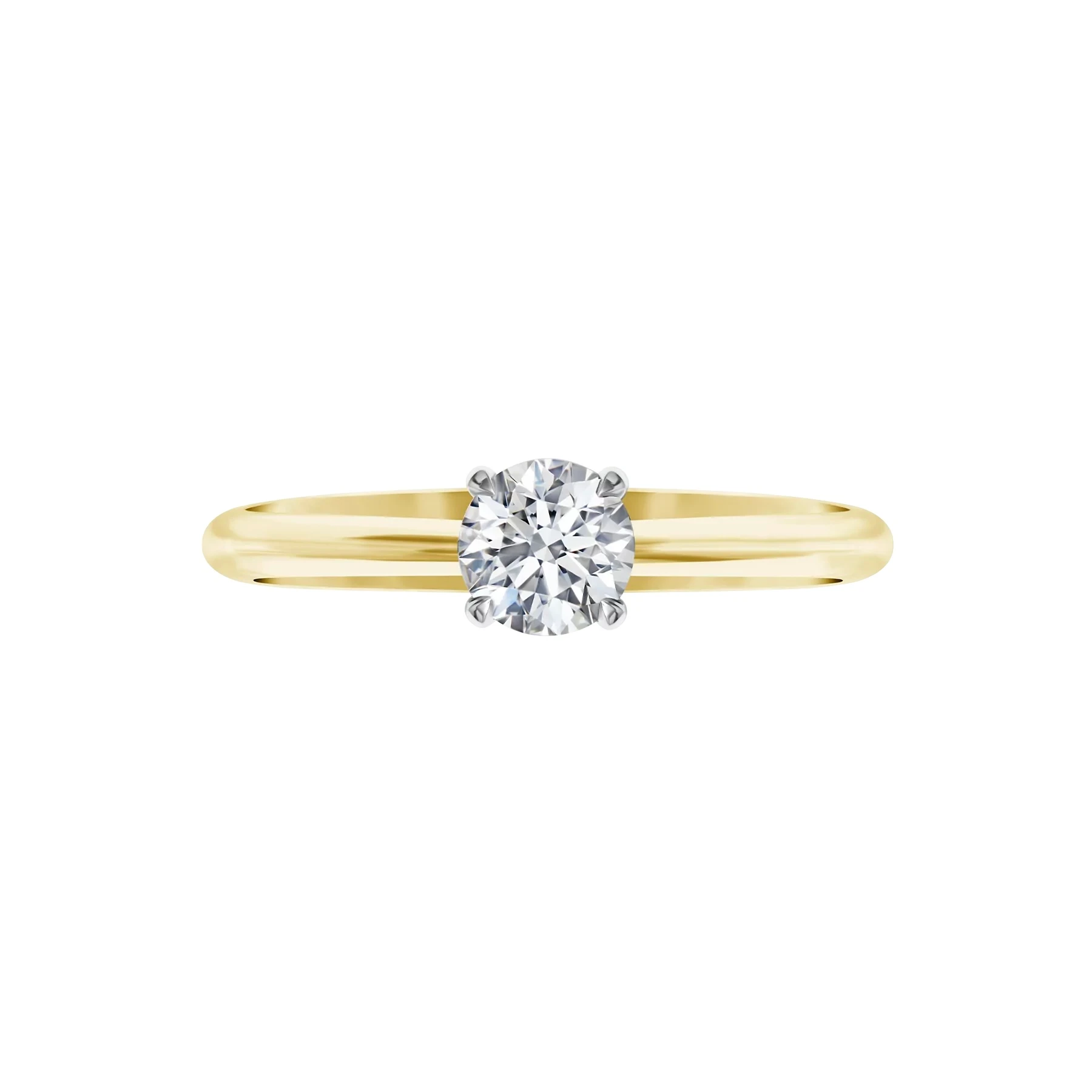 14K Yellow Gold Round Brilliant Diamond Solitaire Ring – 0.51 Carat - Image 3