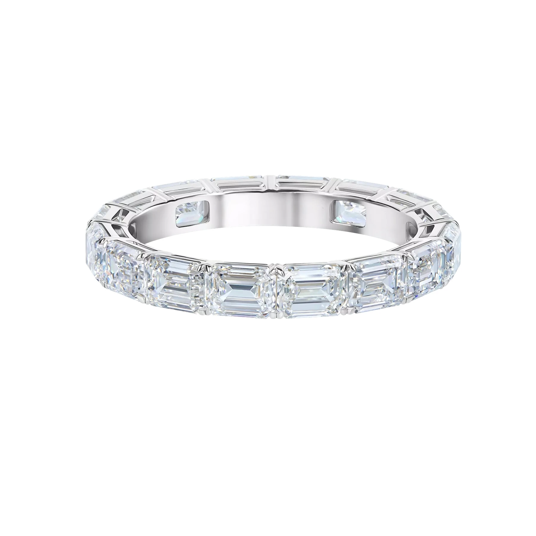 14K White Gold Emerald Cut Diamond Eternity Band – 4.88 Carats - Image 2