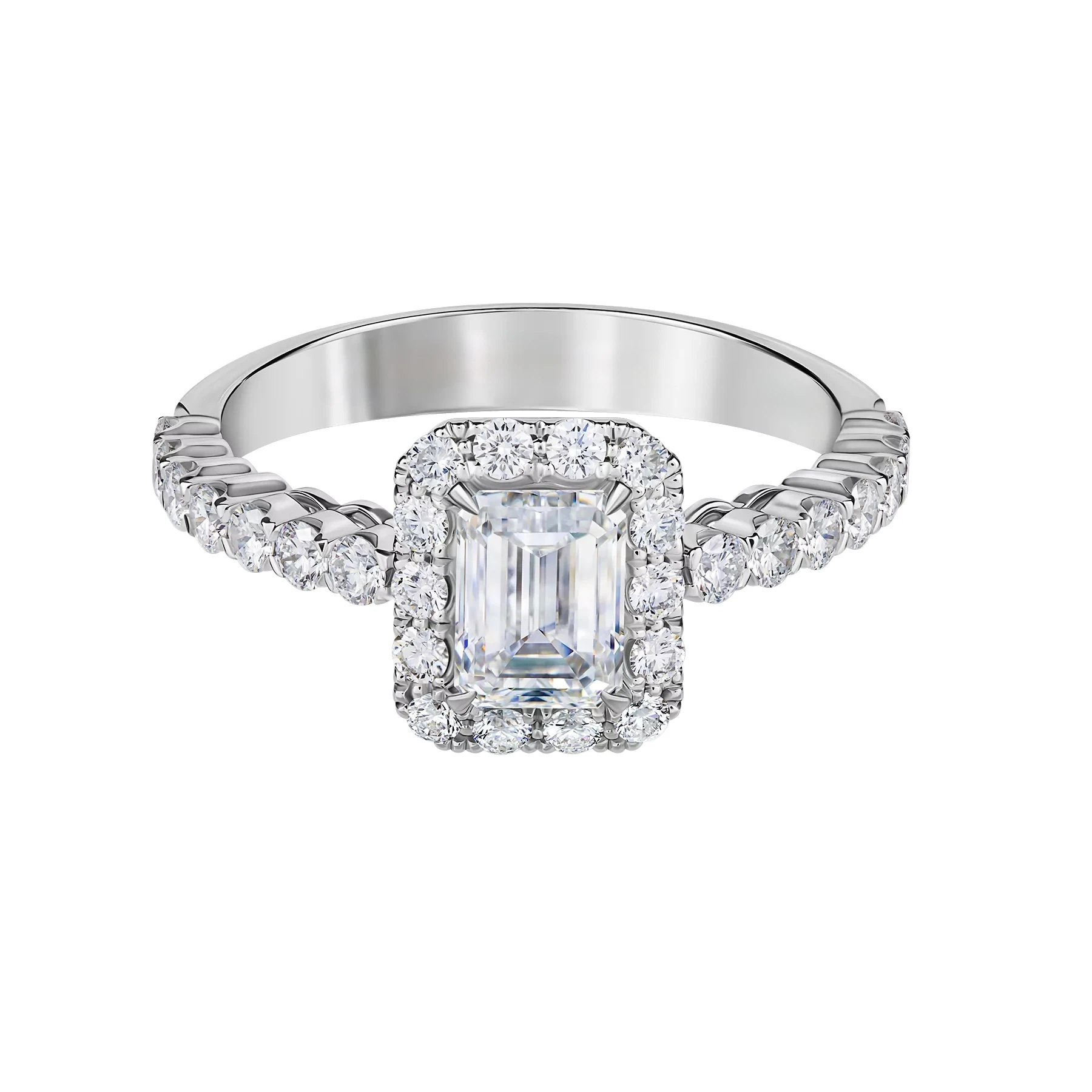 14K White Gold Asscher Cut Diamond Halo Engagement Ring – 1.28 Carat Total - Image 2