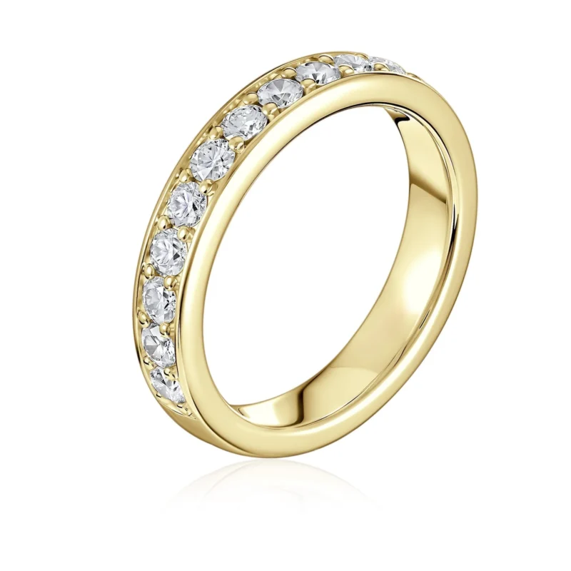 14K Yellow Gold Natural Diamond Band Ring 0.66 ct – Classic Half Eternity Ring 4 mm