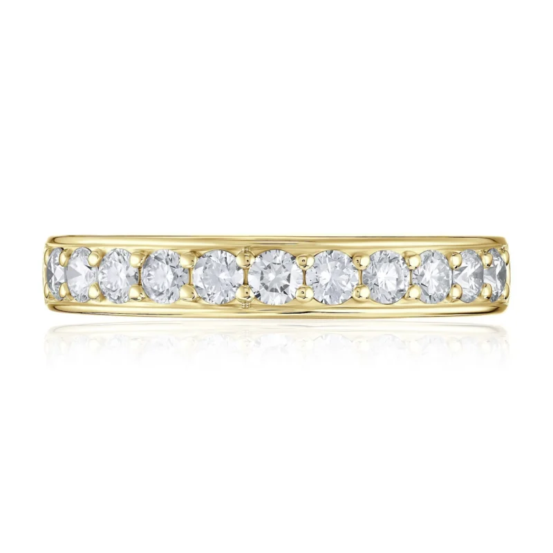 14K Yellow Gold Natural Diamond Band Ring 0.66 ct – Classic Half Eternity Ring 4 mm