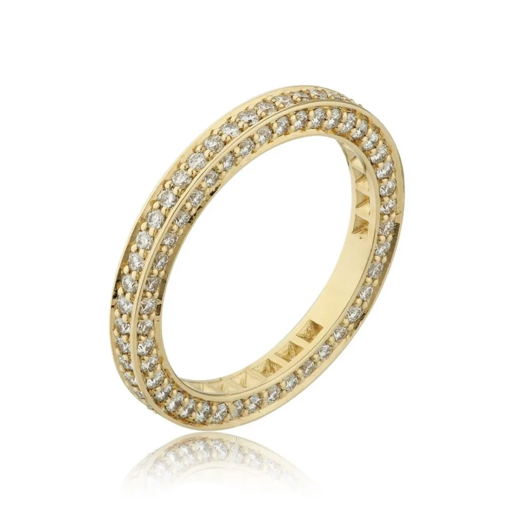 Shop 14K Yellow Gold Natural Diamond Eternity Ring 1.23 ct – Double Row ...