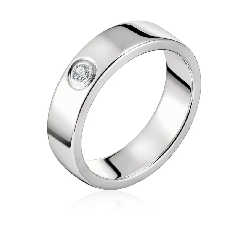 14K White Gold Natural Diamond Men’s Wedding Band 0.07 ct