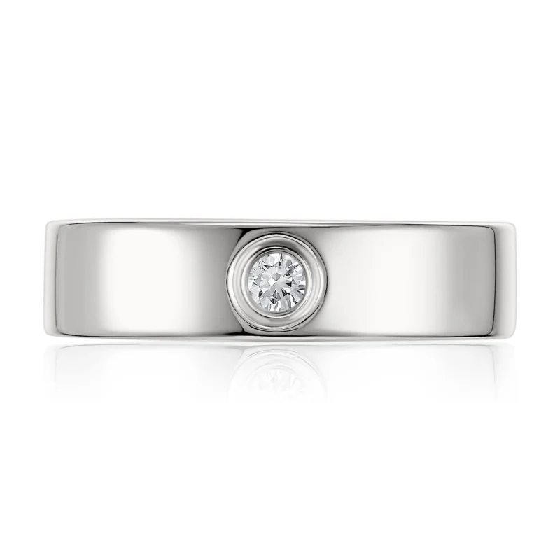 14K White Gold Natural Diamond Men’s Wedding Band 0.07 ct