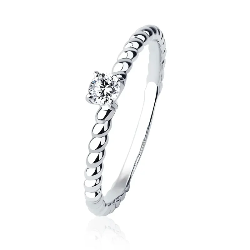 Platinum 950 Twisted Band 0.11 ct Diamond Ring