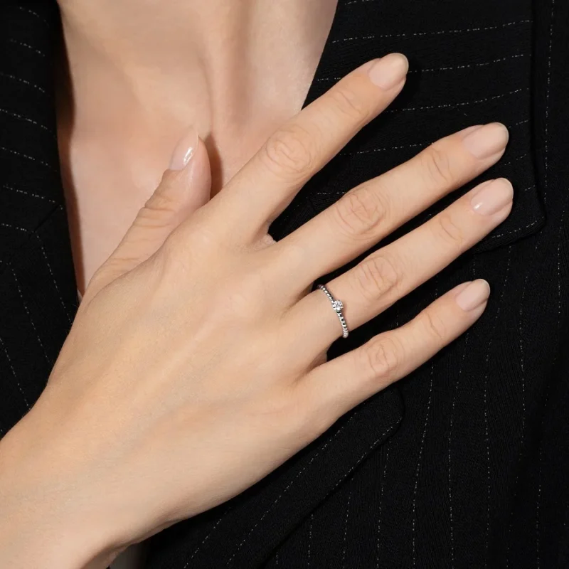 Platinum 950 Twisted Band 0.11 ct Diamond Ring