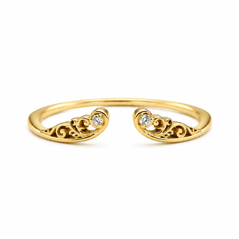 Designer Open Ring in 18K Gold with Natural Diamonds | Handmade Fine Jewelry
