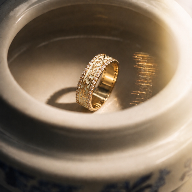 Imperial Vine Ring — Solid 18K Gold & Natural Diamonds